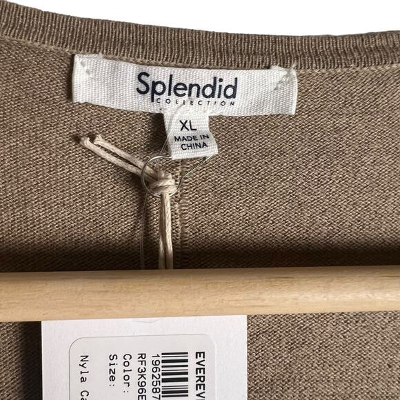 Splendid Evereve Nyla Silk Blend Heather Camel Mid Cardigan Sweater Size XL - Picture 6 of 13